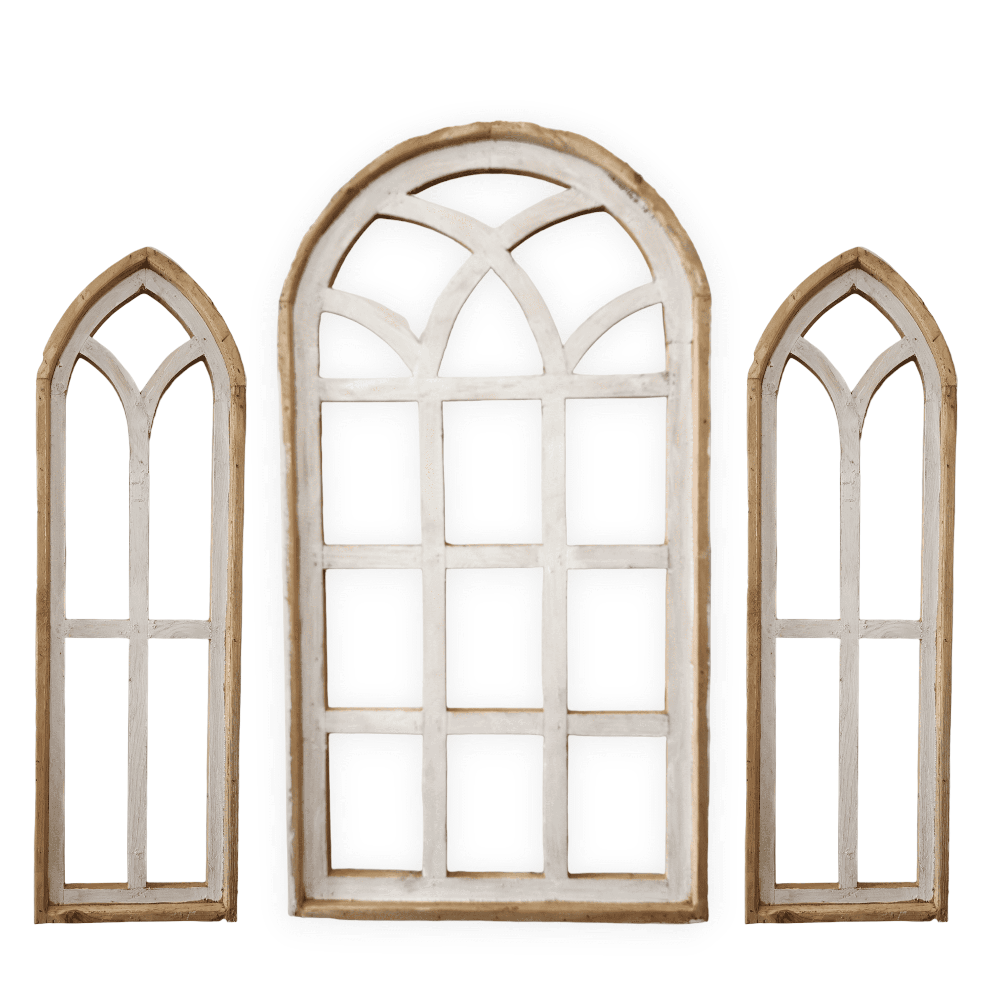 Set of 3 Farmhouse Wooden Paradise Window Collection- The Paradise Collection- Window Arches Farmhouse Wood Cathedrals wall windowsRanch Junkie